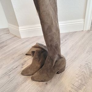 Over the knee gray boots